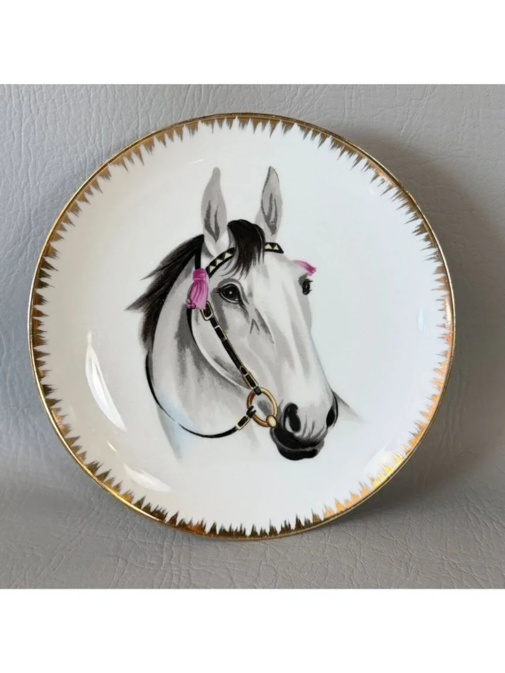 Vintage Horse Portrait Wall Plates Set of 5 Japan Equestrian Display 7.5